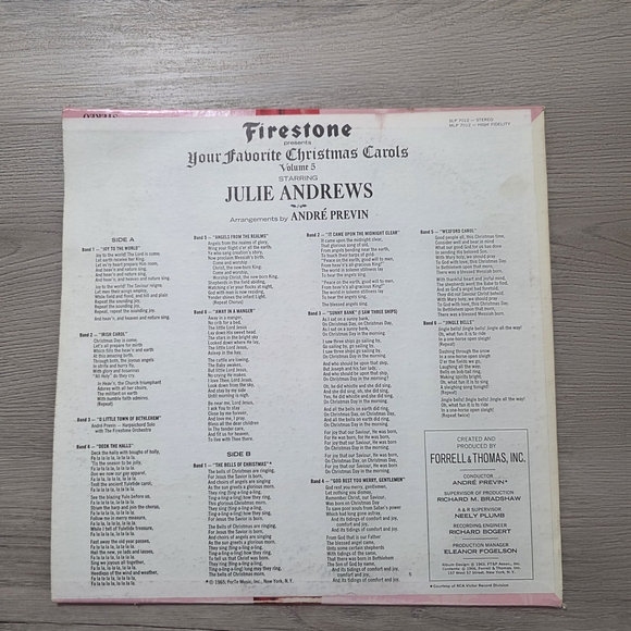 Firestone Presents Your Favorite Christmas Carols Volume 5 LP Julie Andrews Ex - Picture 2 of 2